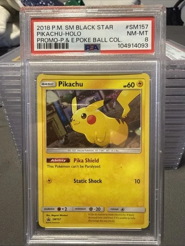 PSA 8 Pikachu SM Black Star Promo Poke Ball Collection Holo SM157