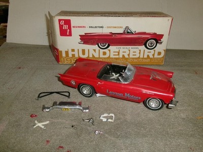 VINT 1/25 1957 THUNDERBIRD CUSTOM JR. BUILT PLASTIC MODEL CAR KIT  -  NICE BOX