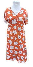 Vintage Designer Marks & Spencers orange floral chiffon shift tea dress UK 16