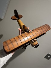 Vintage Style Wooden Biplane Model Aircraft – WW1 Sopwith Style Desk Decor