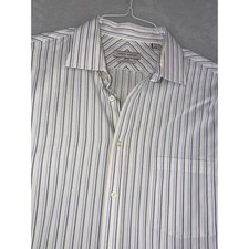 Joseph Abboud Mens French Cuffs Non Iron Dress Shirt 17X34/35 Blue Yellow