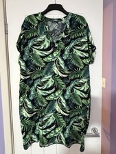 Pretty Mid Length Dress With Green Fern Design, used VGC
