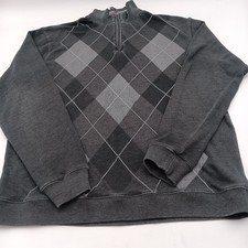 Method Sweater Mens XL Gray Argyle 1/4 Zip Pu...