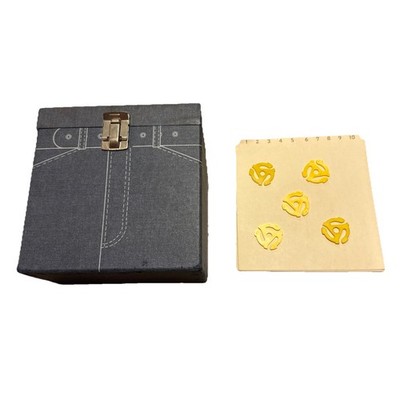 Vintage Record Platter Pak 45 rpm Case Index Files dividers Blue Jeans Denim Box