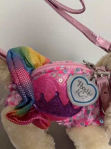 Poochie & Co. Lab Retriever Purse Pink Heart Bling Crown Dog Plush & Scrunchie - Picture 3 of 13