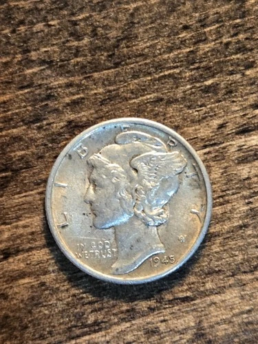 1945 Micro S Mercury 90% Silver Dime!! Circulated But Nice Condition!