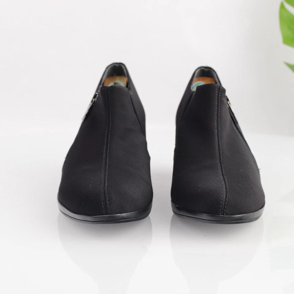 Botín Munro Taylor para mujer talla 8,5 M negro satinado elástico tacón bloque Foto 2 de 4