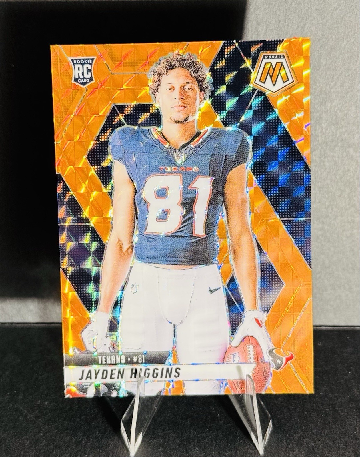 2025 Mosaic Jayden Higgins RC Rookie Variation Mosaic Orange /199 #286