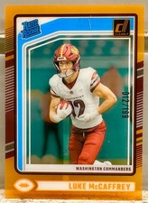 JERSEY # MATCH! 2024 Clearly Donruss Luke McCaffrey Orange 12/199! RATED ROOKIE!