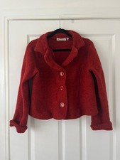 Marsia Christina 100% wool red cardigan Womens size UK 16