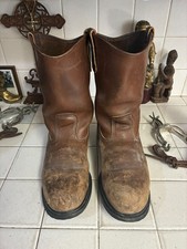 RED WING BROWN LEATHER 2231 STEEL TOE BOOTS DISTRESSED VINTAGE MADE IN USA 10.5