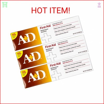 A+D First Aid Ointment, Multipurpose Dry Skin Moisturizer and Skin Protectant, 1