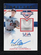 2017 Panini USA Baseball Stars & Stripes Buttons 3/8 Justin Campbell Auto 0i76