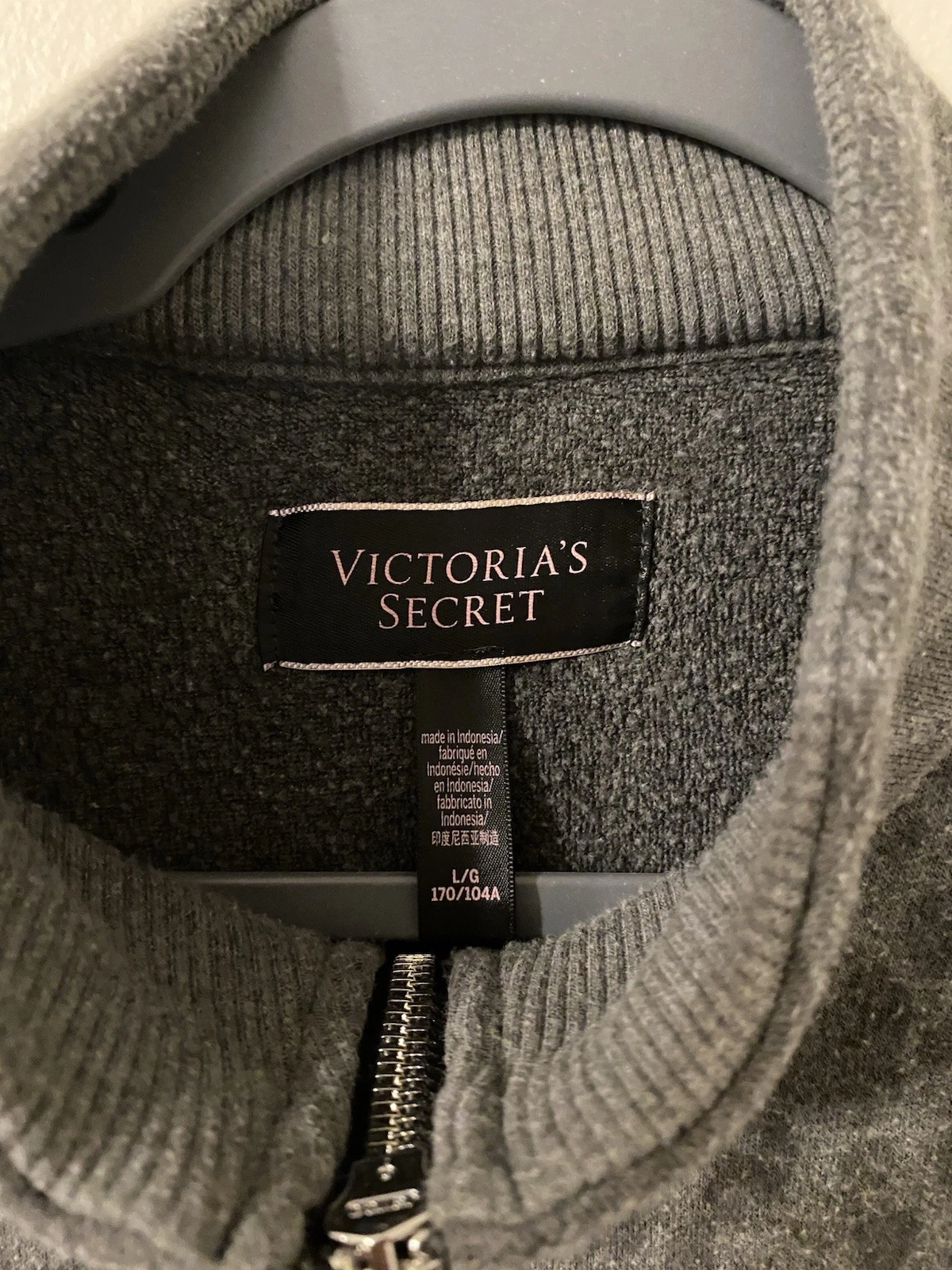 UNDERCOVER Felpa con cappuccio donna grigia nera stampa ghepardo Victoria's Secret cropped taglia large