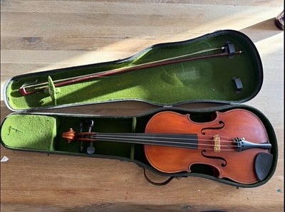Alte Violine / Geige mit Zettel  Stradivarius Cremonensis Anno 17..    Koffer