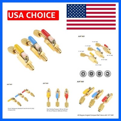 Air Conditioning Refrigerant Ball Valve 1/4'' SAE, Low Loss Fittings HVAC, R41...