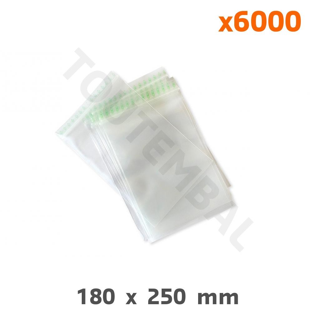 Sachet recyclé à zip fermeture 180x250mm sachet plastique transparent réutilisable