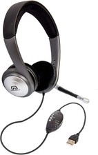 USB Wired Headset for PC Laptop Stereo Headphones Microphone In-Line Black
