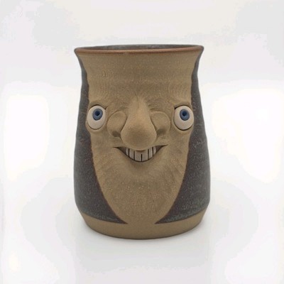 Muggins Ugly Face Tasse 1987 selten blaue Augen Vintage Keramik Sammlerstück Krug