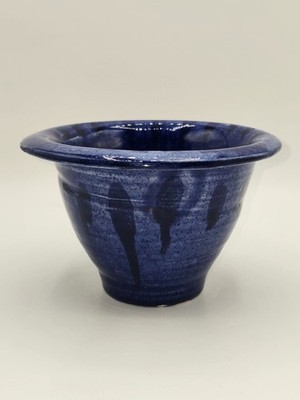 Handmade Studio Pottery Cobalt Blue Stoneware Bowl Drip Glaze Wheel Thrown