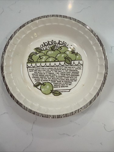 Vintage Royal China by Jeanette USA 11” Apple Pie Deep Dish Pie Plate w/ Recipe