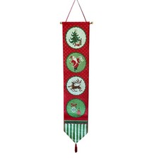Christmas Wall Hanging Tapestry 42  Santa Tree Reindeer Tassel Holiday Decor