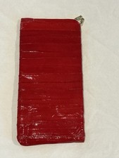 Red ? Faux Soft Crocodile Lizard Skin Leather 8” X 4” Eyeglass Case Pouch
