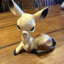 Vintage Resting Bambi Deer Fawn Big Eyes Celluloid Hard Plastic Figure