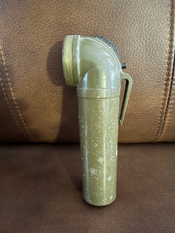 Vintage ALL BRIGHT Right Angle Flashlight Olive Green USA
