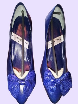 80s Vintage Impo Blue Heels with Bows Size 7 B Box Included