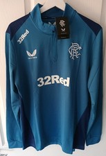 Haut homme Rangers FC Castore demi-fermeture éclair entraînement couche intermédiaire neuf avec étiquette taille moyenne