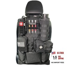 Upgrade 1000D Molle Seat Back Organizer with Pouches, Tactical Molle SET-BLACK