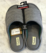 Dearfoams Cozy Comfort Men's Gray Slip-On Slippers Memory Foam Washable 11-12