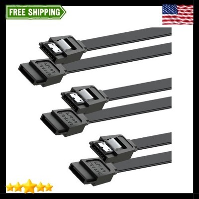 SATA Cable III for SSD HDD Data,3 PCS 6Gbps Straight Angle 15 Inch Sa...