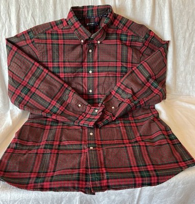 red and green plaid dress shirt Daniel Cremieux Collection Guys 2XLT Button Up Dress Shirt Red Green Plaid