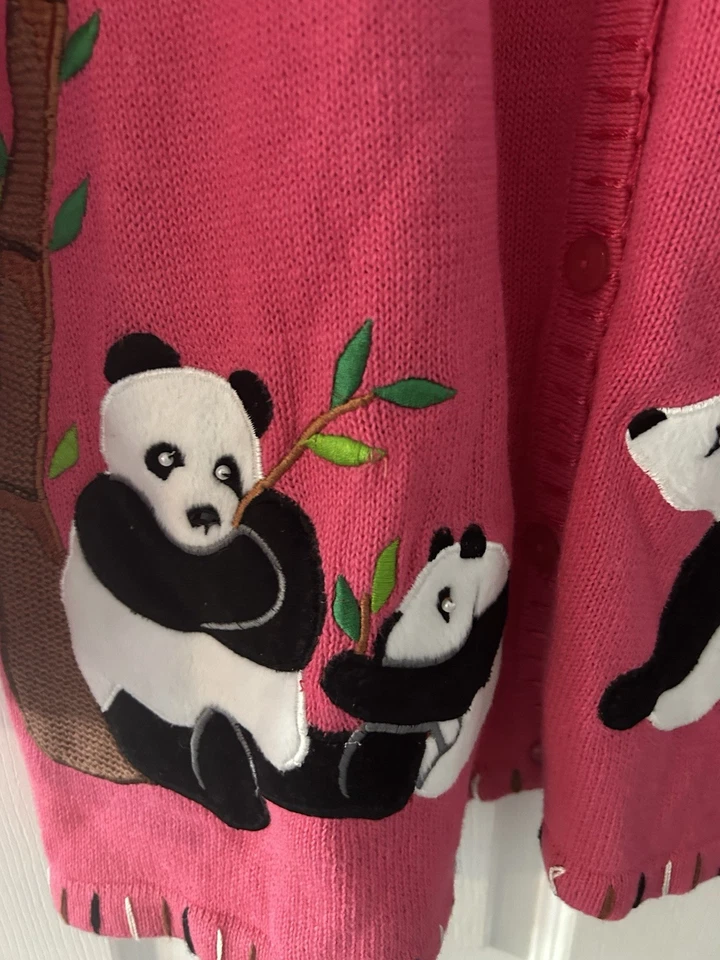 Rare Find Vintage Quacker Factory Panda Cardigan Sweater Size 1X New With Tags - Image 2 of 4