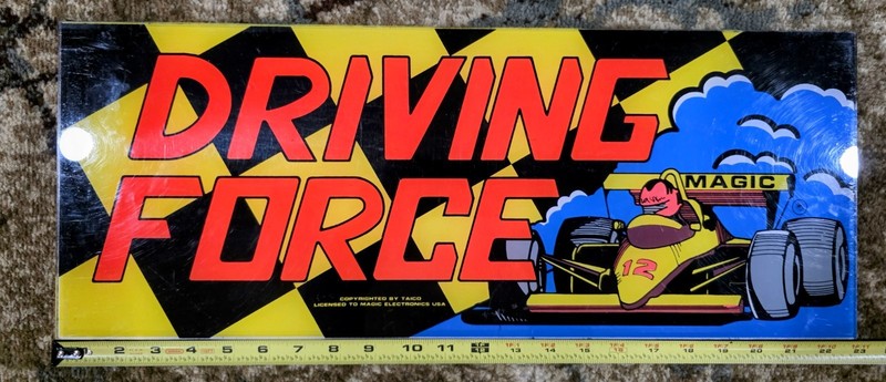 Vintage Magic Electronics Driving Force Plexiglass Arcade Marquee Sign