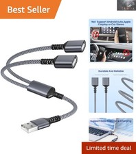 1FT USB Splitter 1 Male to 2 Female Hub - Dual USB-A Port for Devices