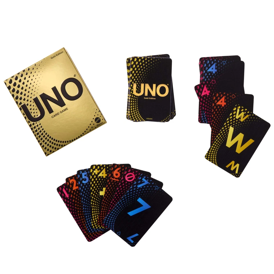 2025 Mattel UNO GOLD Edition Card Game Collectible Cards with Foil Accents  NEW - Image 2 of 4