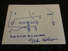 Green Bay Packers MIKE HOLMGREN Signed 8x10 BRETT FAVRE Play Sketch AUTOGRAPH