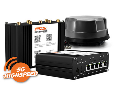 SELFSAT MWR 5560 eSIM 5G Cat 20 Router bis 3,4 Gbps inkl. Panorama Ant. schwarz
