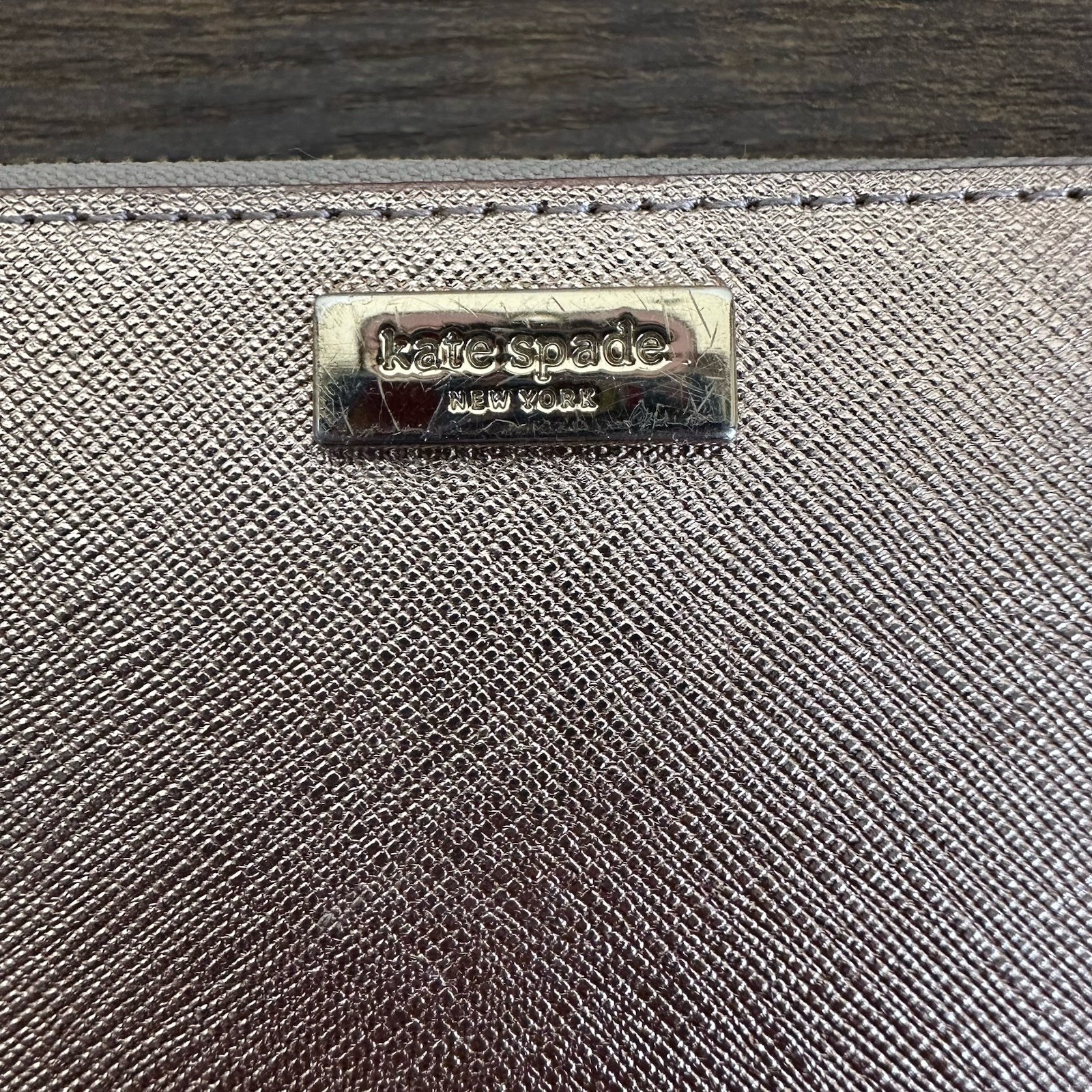 Kate Spade Rose Gold Newbury Lane Neda Saffiano Leather Wallet Zip Around Clutch thumbnail 4