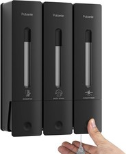 Shampoo and Conditioner Dispenser - Wall-Mounted 3-Chamber Shower Soap Dispenser