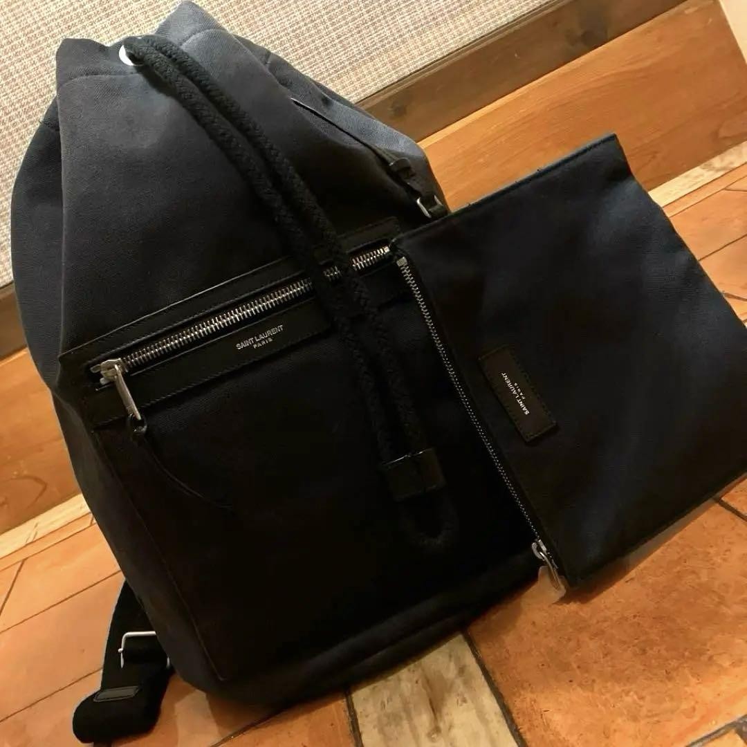 Borsa zaino Saint Laurent City Sailor in tela nera con marsupio