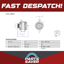 Alternator fits MINI ROADSTER COOPER R59 1.6 11 to 15 N18B16C Bosch 12317604782