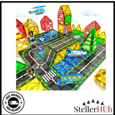 Magnetic Tiles Road Set with Car Magnet Building Tile Toys for Kids Ages 3-5 4-8