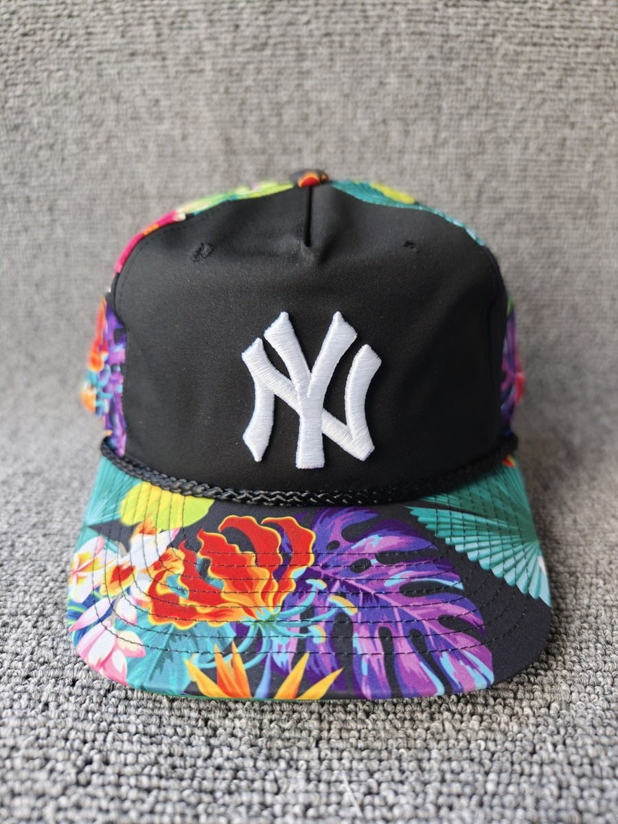 Mitchell & Ness New York Yankees Floral Snapback Hat Black Rope Brim Cap