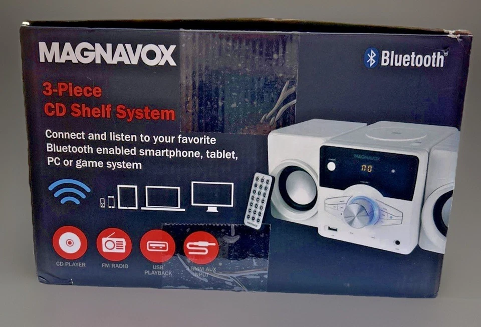 MM442 White 3piece Top Loading CD/Digital PLL FM Radio Bluetooth Shelf SystemNIB - Image 2 of 4