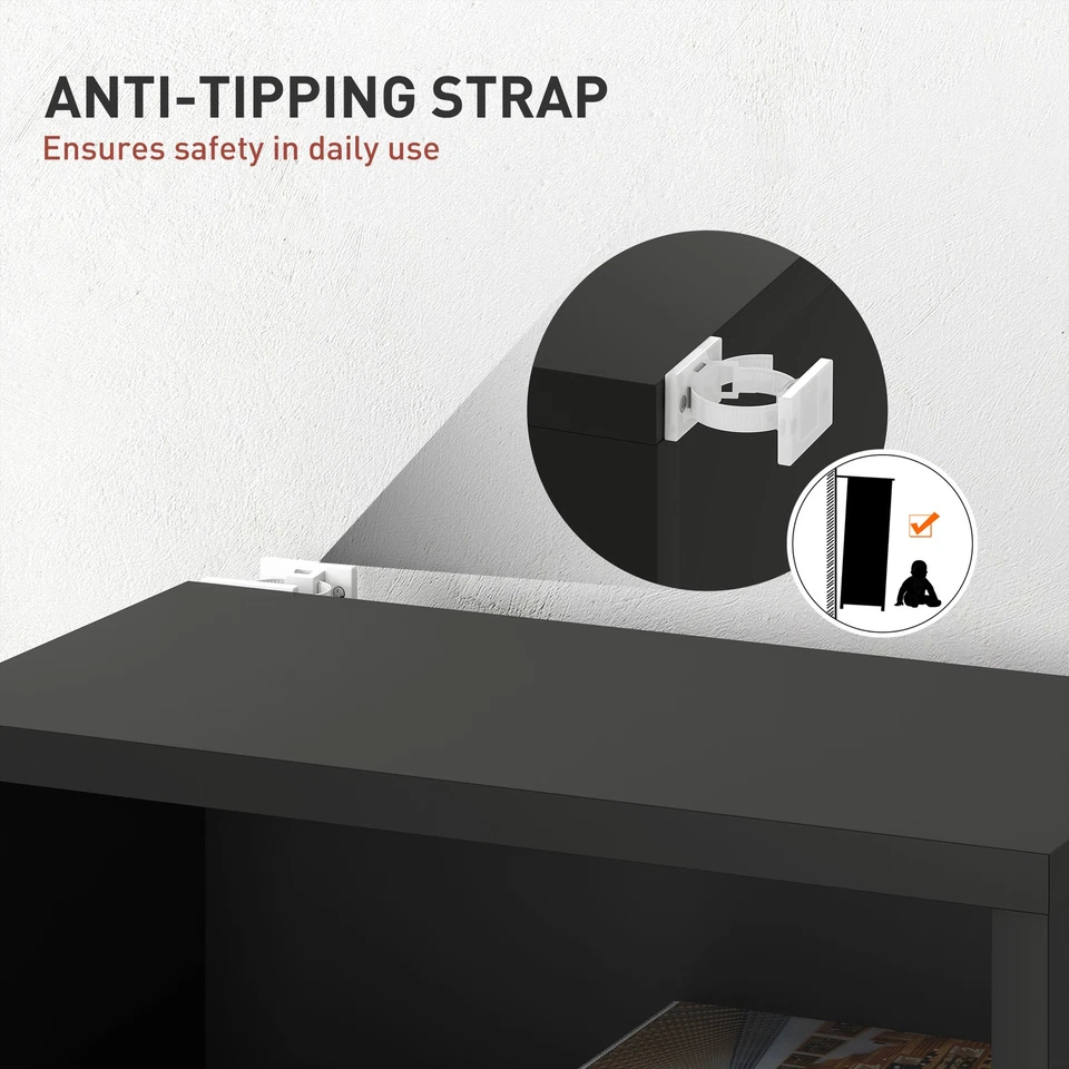 HOMCOM 260 CD Storage Unit 120 DVD Storage Tower with 9 Compartments Black - Image 4 of 4