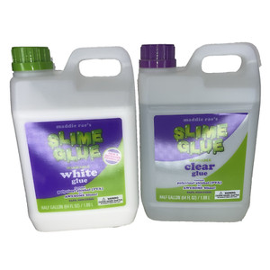 Maddie Rae's  Slime Glue 1/2 gal Safe Non Toxic Washable NIP 1 Clear & 1 White